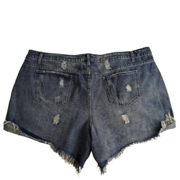 Ashley Stewart Distressed Raw Hem Denim Shorts 20 - Picture 5 of 7